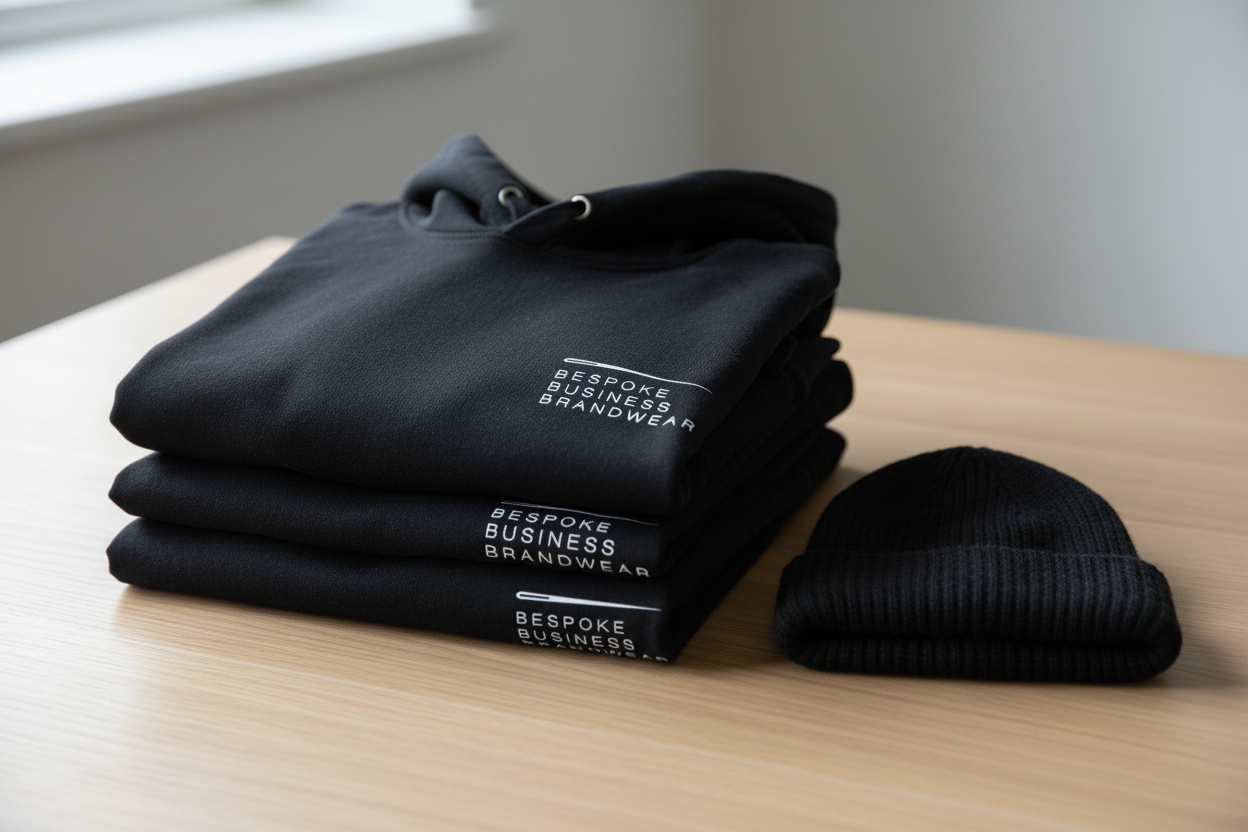 Everyday Brandwear Set stacked lifestyle shot on oak surface with BBB logo