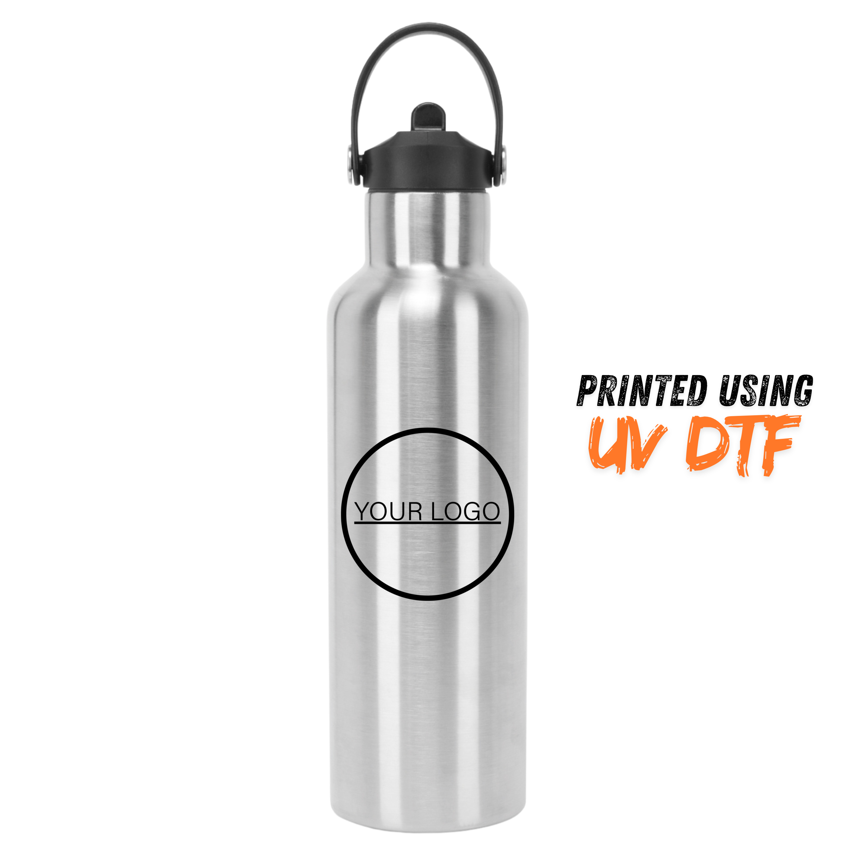 Tridri vacuum sports water bottle with flip up straw with UV DTF Logo